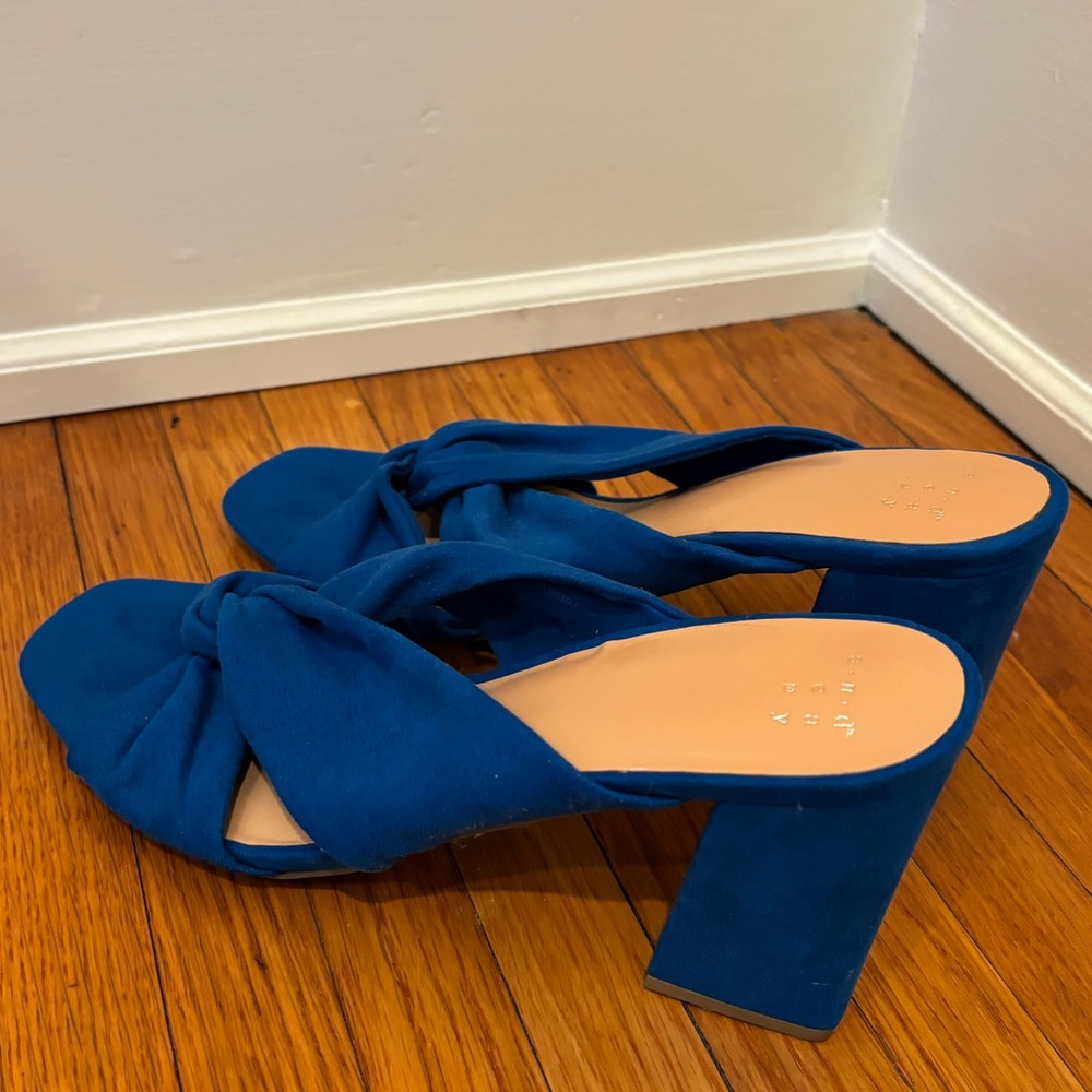 A New Day Blue Knot Block Heel Slide Sandals - Women